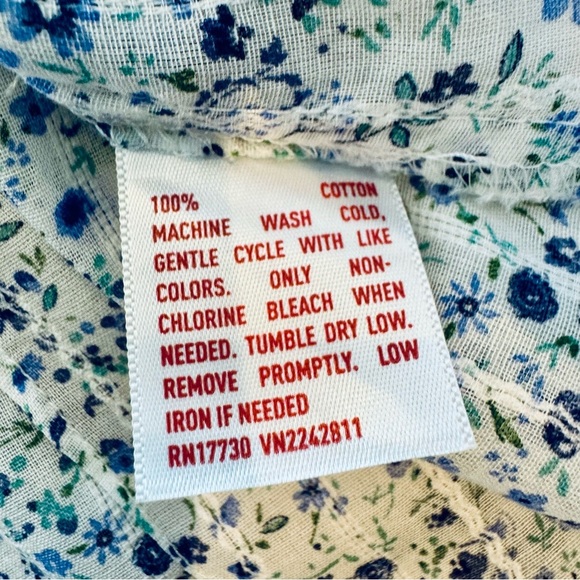 Mossimo | Blue Floral Cotton Blouse M – Cottagecore Boho Spring Top 🌿💙 - Picture 9 of 13
